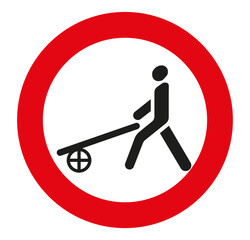 Road sign pass with hand truck is prohibited.Vector graphics.