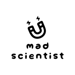 Mad Scientist Science Illustration Icon Fun Cute Playful Motivation Black On Clear Background