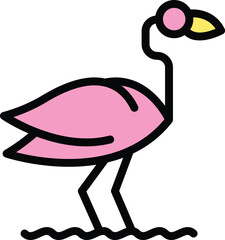 Waterbird flamingo icon. Outline Waterbird flamingo vector icon for web design isolated on white background color flat