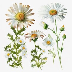 Blooming Daisy: Vibrant Watercolor to Freshen Up Your Projects. AI Generated