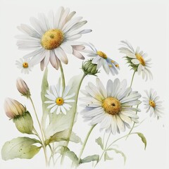 Spring Delight: Captivating Daisy Watercolor for Your Designs. AI Generated