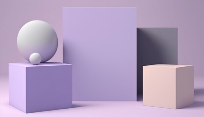Empty podium mock up display, blank cosmetic ads stand product placement fashion ads on minimal light purple color background, pedestal mockup scene platform ai generative promotion concept.