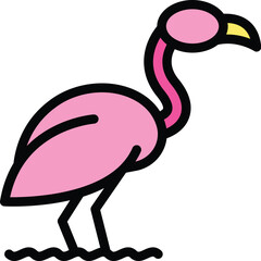 Wild flamingo icon. Outline Wild flamingo vector icon for web design isolated on white background color flat