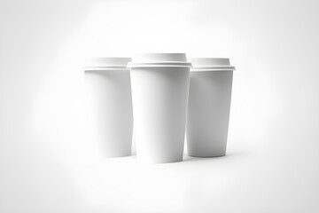 Three Paper Cups Isolated On White Background