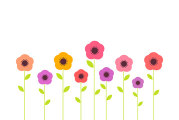 Colorful summer flowers. Flat design illustration. - 586252349