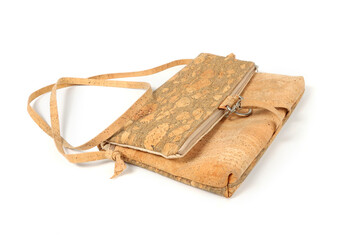handbag cork portugal  isolated on white 