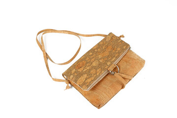 handbag cork portugal  isolated on white 