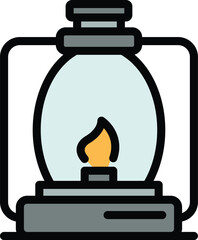 Kerosene lamp icon. Outline Kerosene lamp vector icon for web design isolated on white background color flat