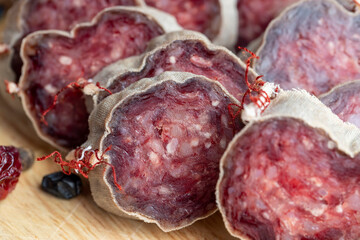 Sliced sausage of fresh veal meat