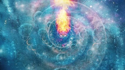 Time spiral and burning all seeing eye in space - Powered by Adobe