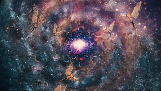 Endless space. Winged men represents angels