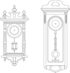 Vector sketch of old vintage wall clock illustration