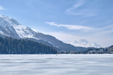 Fototapeta premium View of St. Moritz, the famous resort region for winter sport and luxury shop