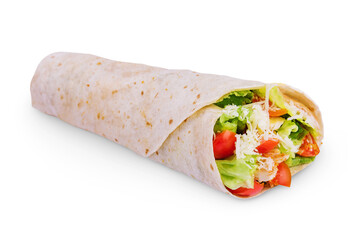 shawarma with chicken on white background