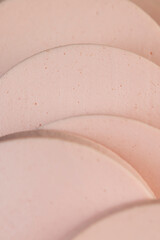 delicious fresh boiled sausage on a cutting board