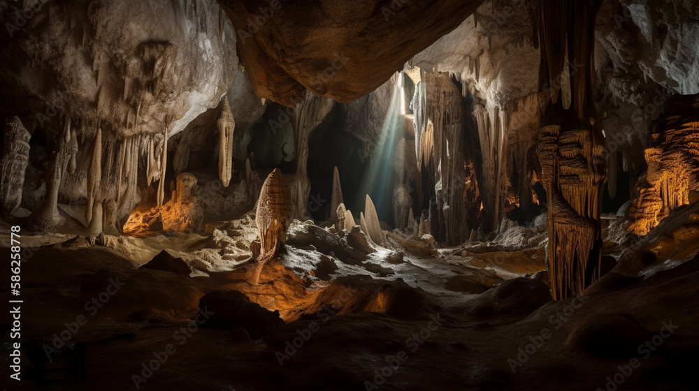 Canvas Prints An underground cave with impressive stalactites Generative AI