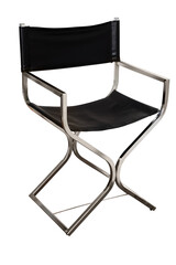 Vintage Chrome Directors Chair. Mid-century modern furniture. No background. 