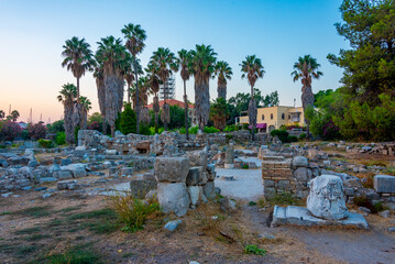Sunset view of ancient agora at Greek island Kos