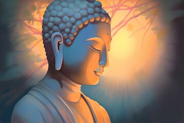 Illustration of buddha, generative ai