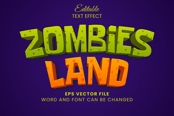 Naklejka na ściany i meble zombie land 3d editable vector text effect