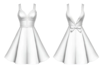 White Dress on Isolated Tansparent Background, png mockup. Generative AI