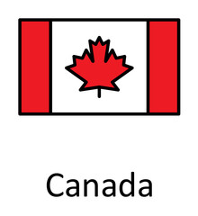 National flag of Canada in simple colors with name icon