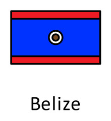 National flag of Belize in simple colors with name icon