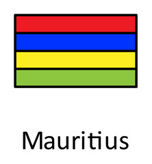 National flag of Mauritius in simple colors with name icon