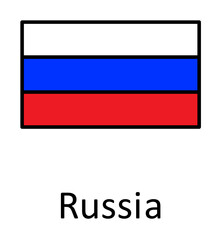 National flag of Russia in simple colors with name icon