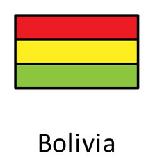 National flag of Bolivia in simple colors with name icon