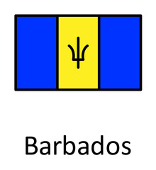 National flag of Barbados in simple colors with name icon