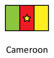 National flag of Cameroon in simple colors with name icon