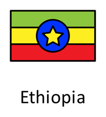 Obraz premium National flag of Ethiopia in simple colors with name icon