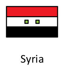 National flag of Syria in simple colors with name icon