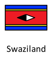 National flag of Swaziland in simple colors with name icon