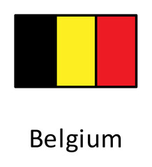 National flag of Belgium in simple colors with name icon