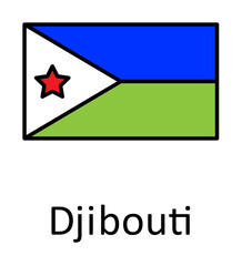 Obraz premium National flag of Djibouti in simple colors with name icon