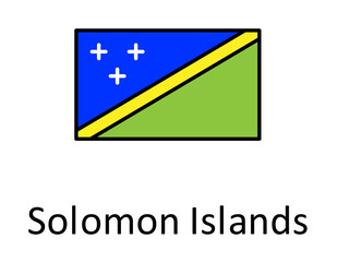 National flag of Solomon Islands in simple colors with name icon