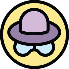 Anonymous incognito icon. Outline Anonymous incognito vector icon for web design isolated on white background color flat