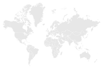 Fototapeta na wymiar High resolution white map of the world.