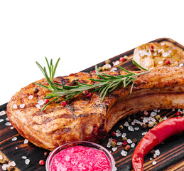 Barbecue tomahawk steak on cutting board