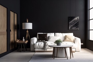interior background lounge home decor space indoor furniture white simple. Generative AI.