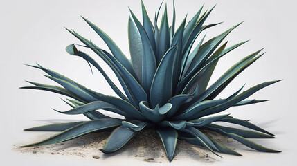Blue agave plant top view. Generative Ai - obrazy, fototapety, plakaty