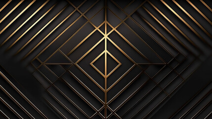 Luxury abstract black metal background with golden light lines. Generative Ai