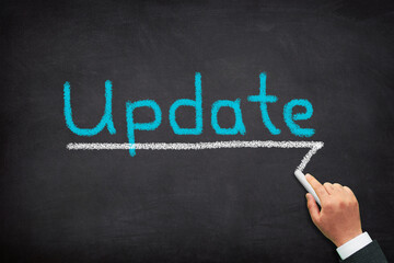 Update concept on black chalkboard