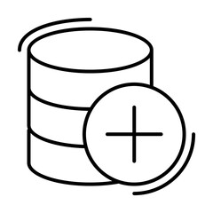 Database, add, networking icon. Simple line, outline elements of storage and cloud icons for ui and ux, website or mobile application