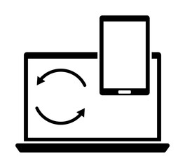 synchronize your computer with your phone icon. Element of web icon for mobile concept and web apps. Glyph synchronize your computer with your phone icon can be used for web and mobile
