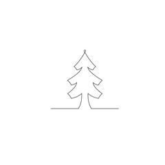 Obraz premium Christmas tree line background. One line drawing background. Continuous line drawing of christmas tree icon. Vector illustration. 