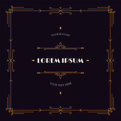 Art deco retro card. Vintage 1920s gold frame, nouveau line border luxury badge postcard invitation. Vector illustration © Studio Cantath