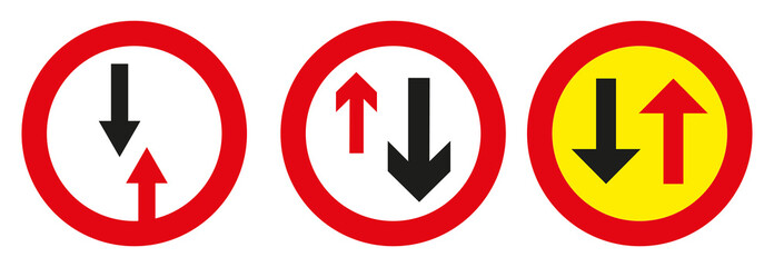 Road sign Advantage of oncoming traffic. Vector graphics.